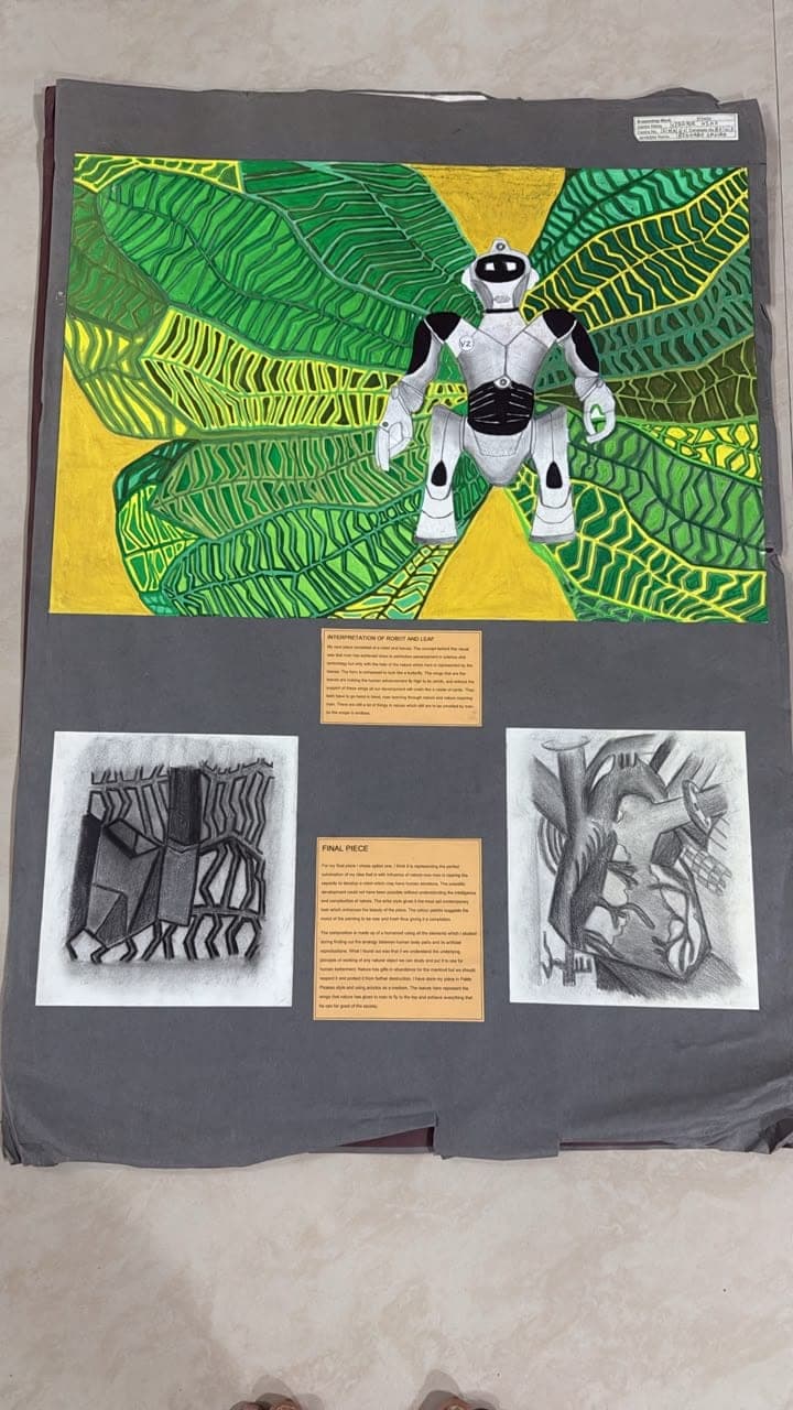 Robot among leaves: mixed media on board