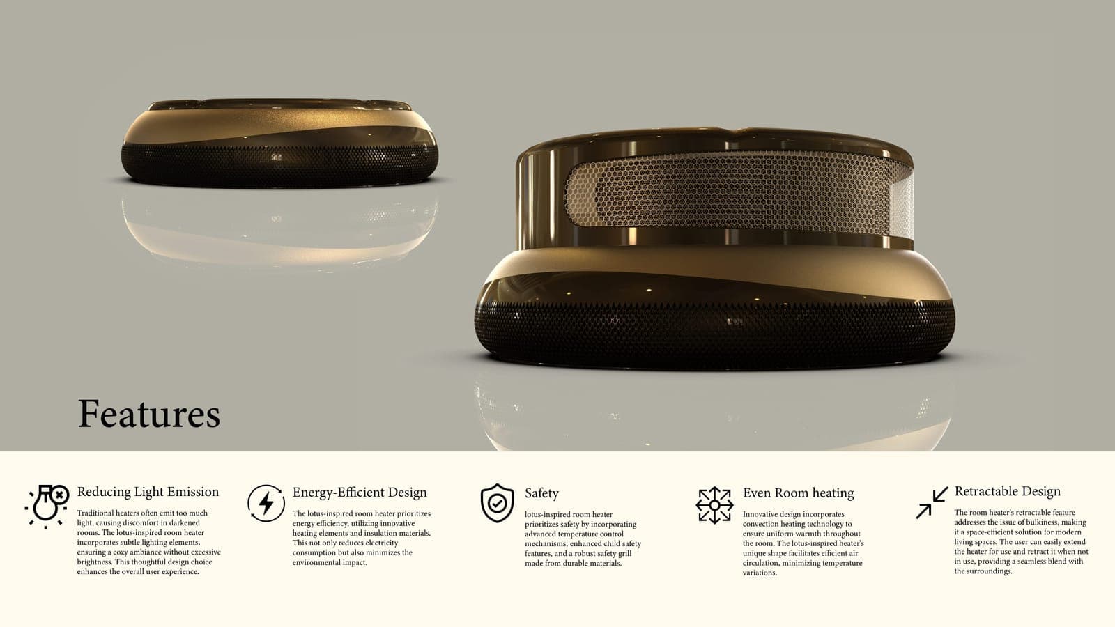 Lotus Room Heater — Features