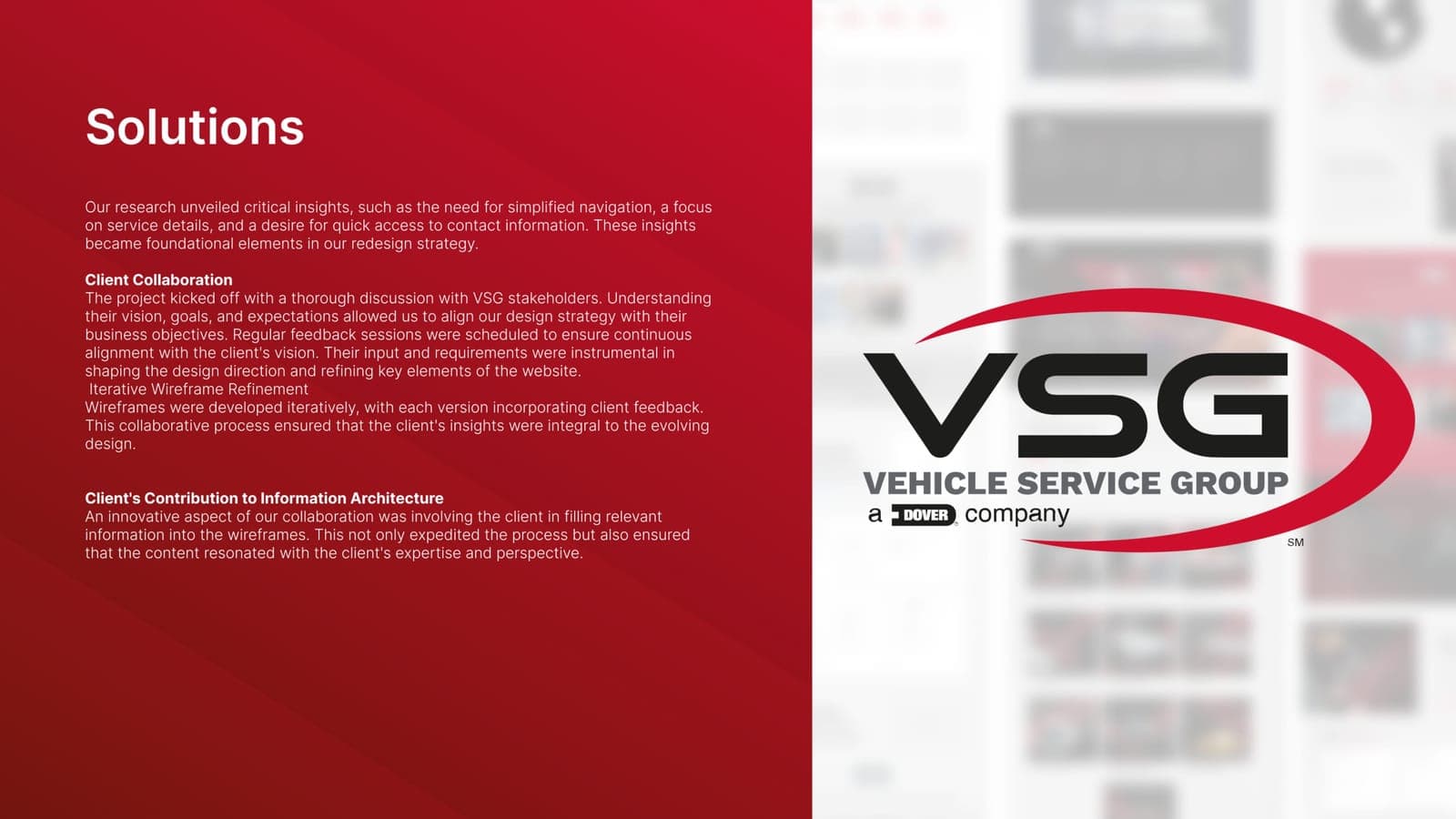 VSG Website Redesign — Solutions