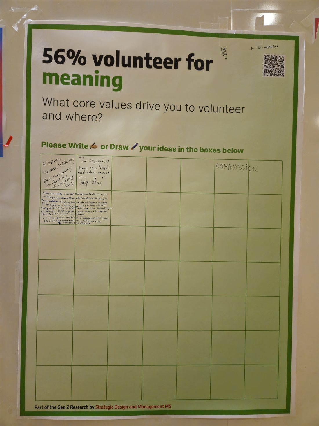 Campus poster: 56% — volunteer for meaning.