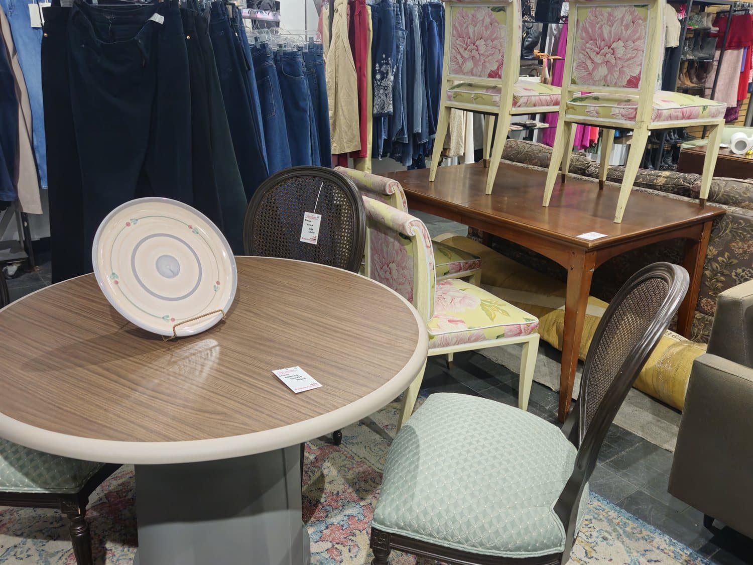 A seating area in store.